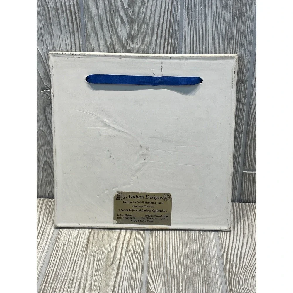 J Duban Designs Vintage 1986 Wall Hanging Tile Folk Art Nautical Home Decor Blue